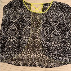 Torrid 1X Sheer Black & White Tribal Print Top